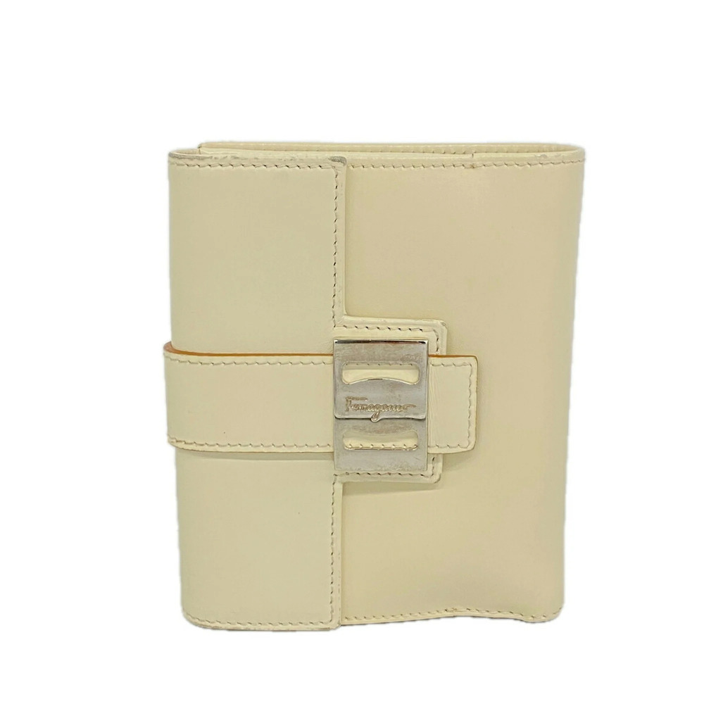 Salvatore Ferragamo Vara Leather Wallet, Ivory, Women's